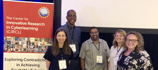 Five CIRCL Educators stand next to a Cyberlearning 2019 banner